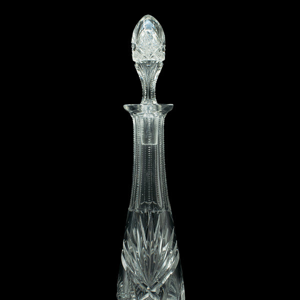 Tall Vintage Spirit Decanter, English, Cut Glass, Decorative Vessel, Mid Century