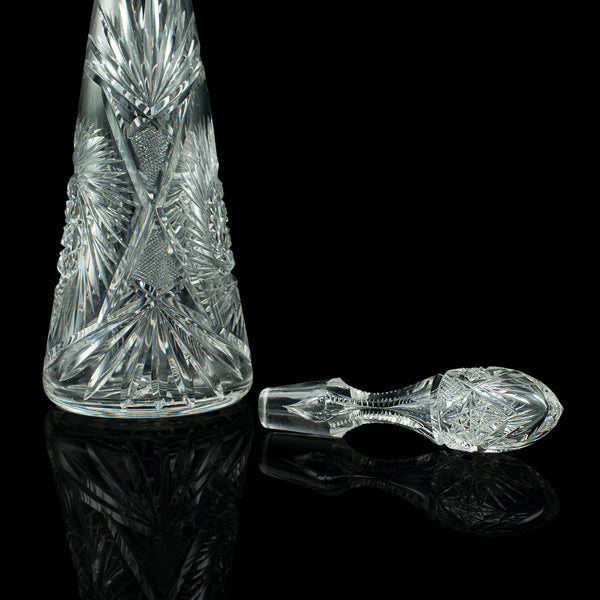 Tall Vintage Spirit Decanter, English, Cut Glass, Decorative Vessel, Mid Century