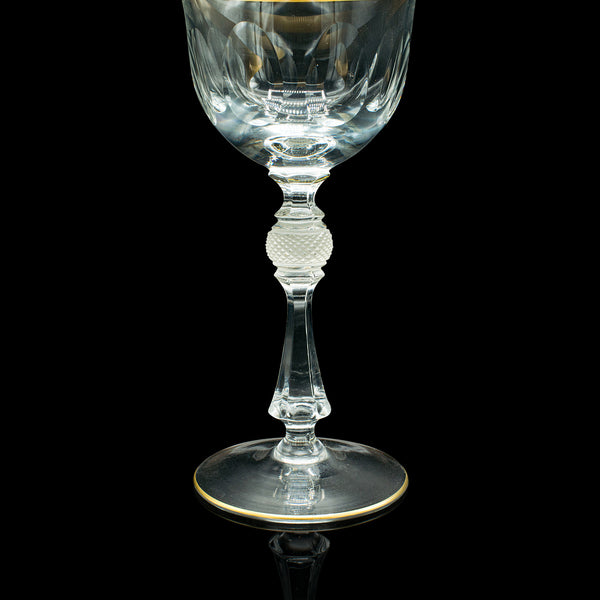 Pair Of Antique Celebratory Port Glasses, French, Gilt, Stem Glass, Art Deco