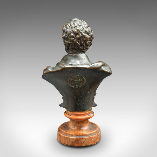 Small Antique Portrait Bust, Austrian, Bronze, Figure, Lord Byron, Victorian