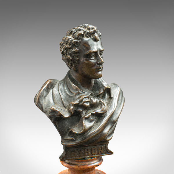 Small Antique Portrait Bust, Austrian, Bronze, Figure, Lord Byron, Victorian