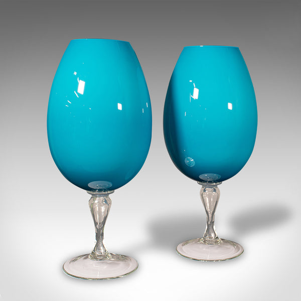 Giant Pair of Vintage Wine Glasses, English, Decorative, Planter, Vase, C.1970