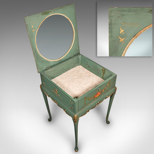 Antique Hand Painted Bijouterie Table, French, Pine, Display Cabinet, Victorian