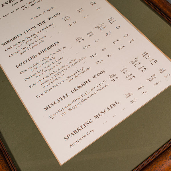 Pair Of Vintage Framed Wine Lists, English, Decorative Panel, Art Deco, C.1930