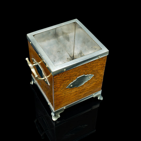 Antique Desk Tidy, English, Oak, Silver Plate, Decorative Box, Edwardian, C.1910