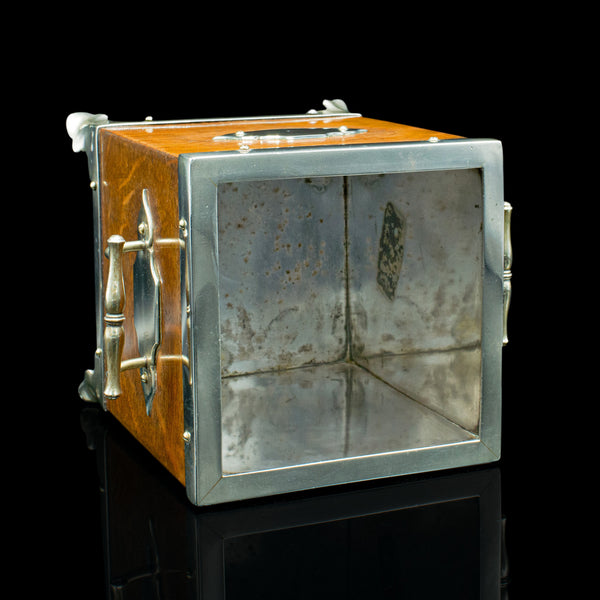 Antique Desk Tidy, English, Oak, Silver Plate, Decorative Box, Edwardian, C.1910