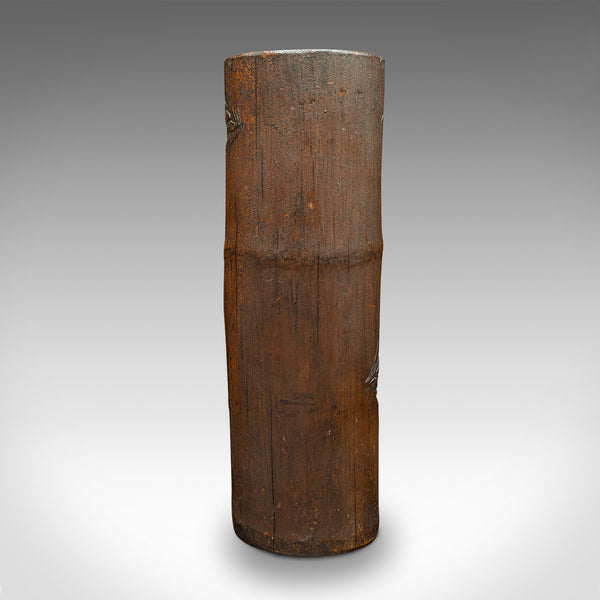 Large Vintage Dry Flower Vase, Chinese, Bamboo, Brush Pot, Bitong, Art Deco