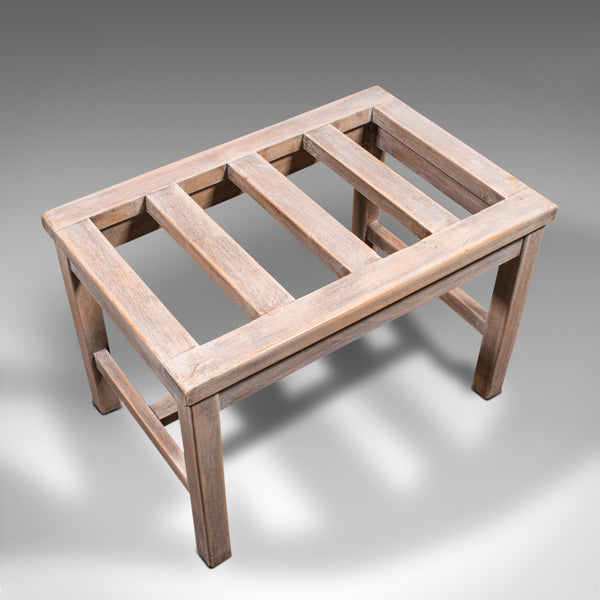 Antique Luggage Rack, English, Limed Oak, Bedroom Night Stand, Edwardian, C.1910