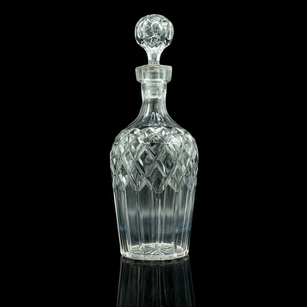 Vintage Whiskey Decanter, English, Cut Glass, Decorative, Scotch Vessel, C.1960