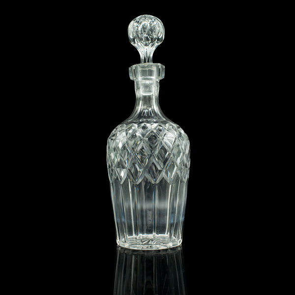 Vintage Whiskey Decanter, English, Cut Glass, Decorative, Scotch Vessel, C.1960