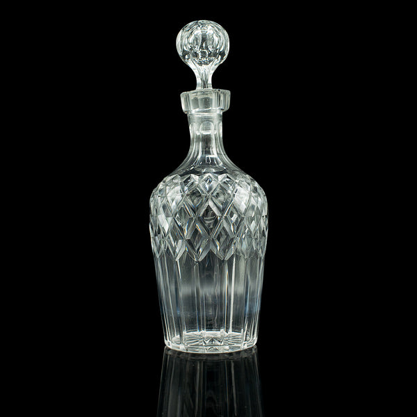 Vintage Whiskey Decanter, English, Cut Glass, Decorative, Scotch Vessel, C.1960