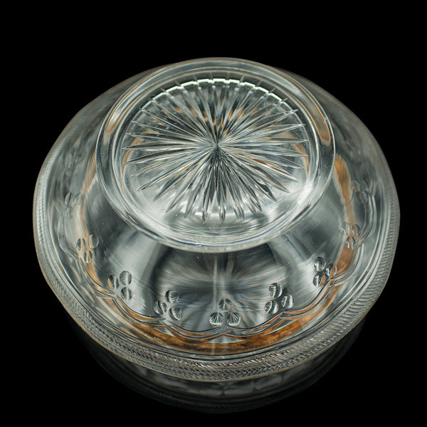 Antique Peach Bowl, English, Cut Glass, Silver Plate, Fruit, Edwardian, C.1910