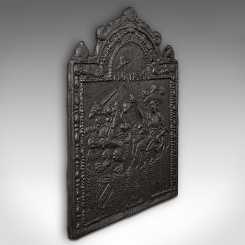 Heavy Antique Fire Back, Dutch, Cast Iron, Decorative Fireplace Back, Victorian