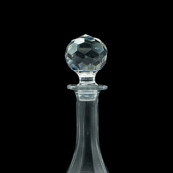 Tall Vintage Port Decanter, English, Cut Glass, Wine, Spirit Vessel, Mid Century
