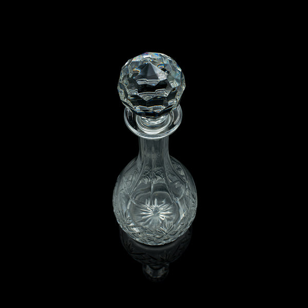 Tall Vintage Port Decanter, English, Cut Glass, Wine, Spirit Vessel, Mid Century