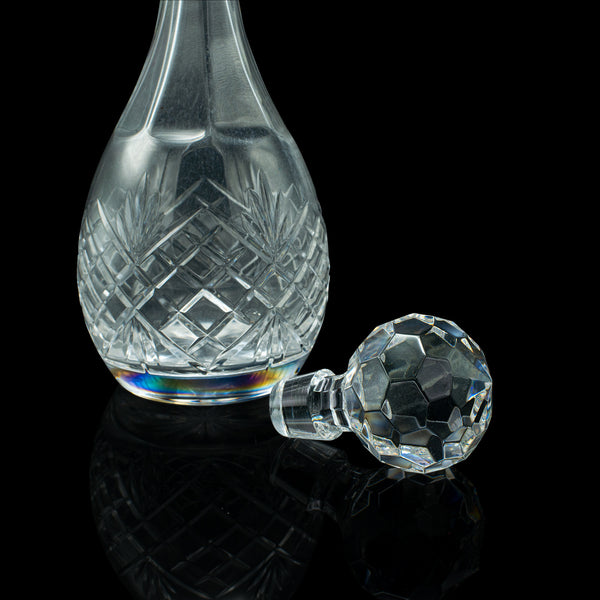 Tall Vintage Port Decanter, English, Cut Glass, Wine, Spirit Vessel, Mid Century