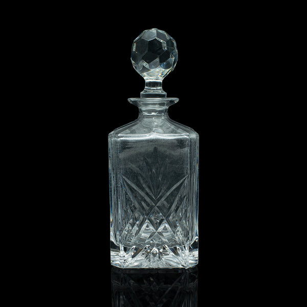 Vintage Whiskey Decanter, English, Cut Glass, Brandy, Scotch, Spirit Vessel