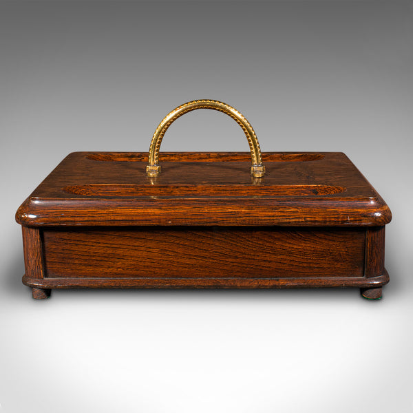 Antique Desk Tidy, English, Oak, Tabletop, Pen Tray, Document Drawer, Edwardian