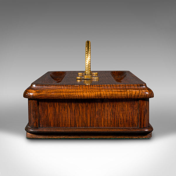 Antique Desk Tidy, English, Oak, Tabletop, Pen Tray, Document Drawer, Edwardian