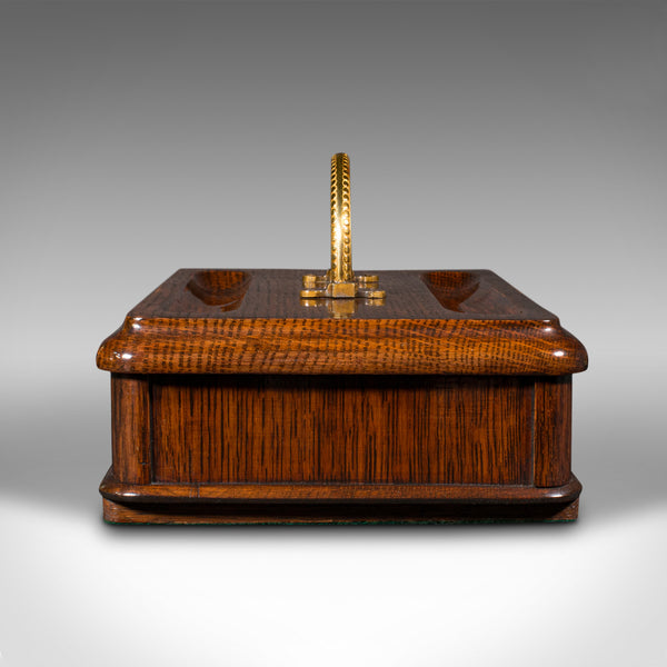 Antique Desk Tidy, English, Oak, Tabletop, Pen Tray, Document Drawer, Edwardian