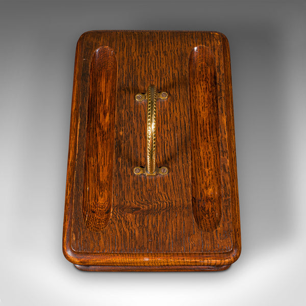 Antique Desk Tidy, English, Oak, Tabletop, Pen Tray, Document Drawer, Edwardian