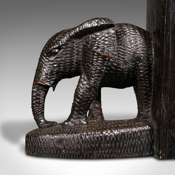 Pair Of Antique Elephant Bookends, Botswanan, Ebonised, Book Rest, Victorian
