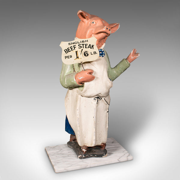 Antique Butcher's Shop Display Figure, English, Advertising, Pig, Edwardian