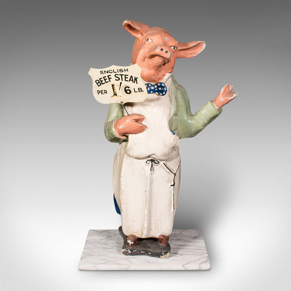 Antique Butcher's Shop Display Figure, English, Advertising, Pig, Edwardian