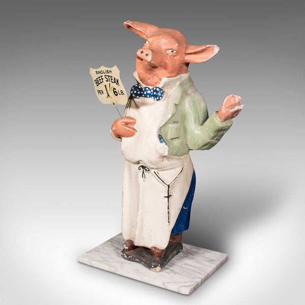 Antique Butcher's Shop Display Figure, English, Advertising, Pig, Edwardian