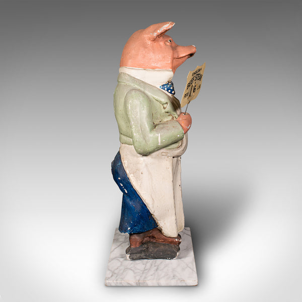 Antique Butcher's Shop Display Figure, English, Advertising, Pig, Edwardian