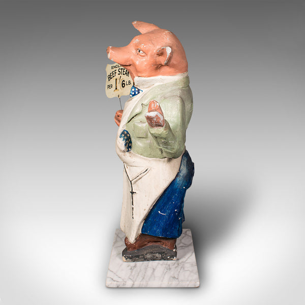 Antique Butcher's Shop Display Figure, English, Advertising, Pig, Edwardian