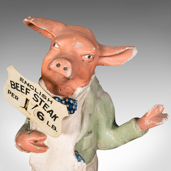 Antique Butcher's Shop Display Figure, English, Advertising, Pig, Edwardian