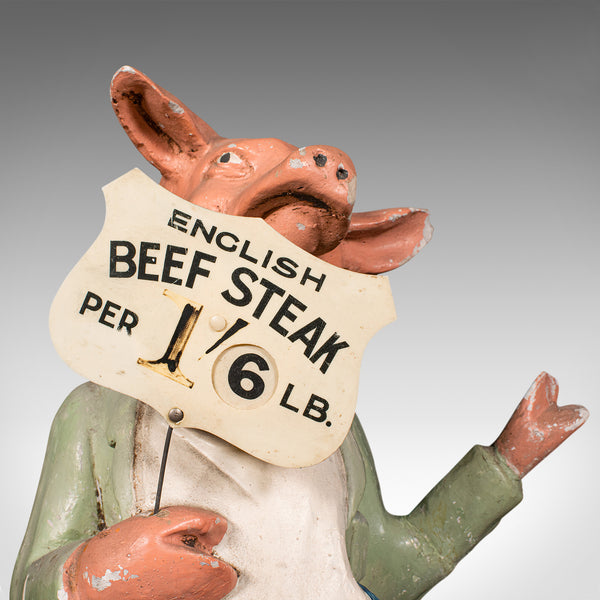 Antique Butcher's Shop Display Figure, English, Advertising, Pig, Edwardian
