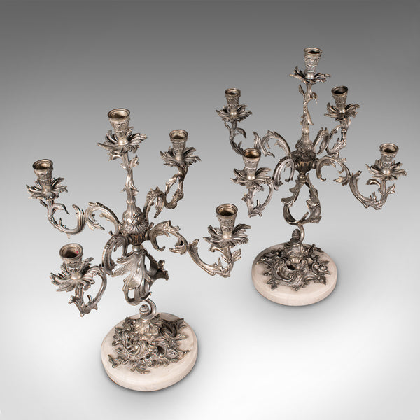 Pair, Antique Decorative Candelabra, French, Centrepiece Candlesticks, Edwardian