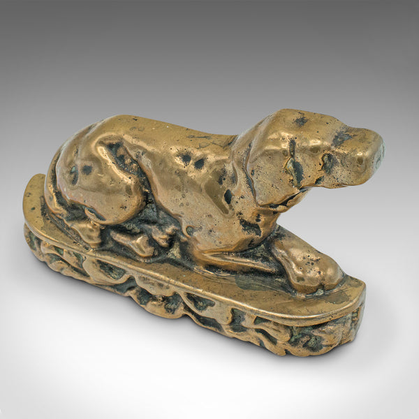 Small Antique Decorative Door Stop, English, Bronze, Labrador, Dog, Victorian
