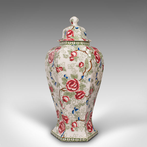 Large Pair Of Antique Baluster Urns, English Ceramic, Decorative Jar, Vase, 1920
