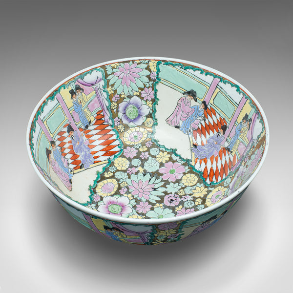 Antique Decorative Bowl, Chinese, Ceramic Serving Dish, Qing Dynasty, Victorian