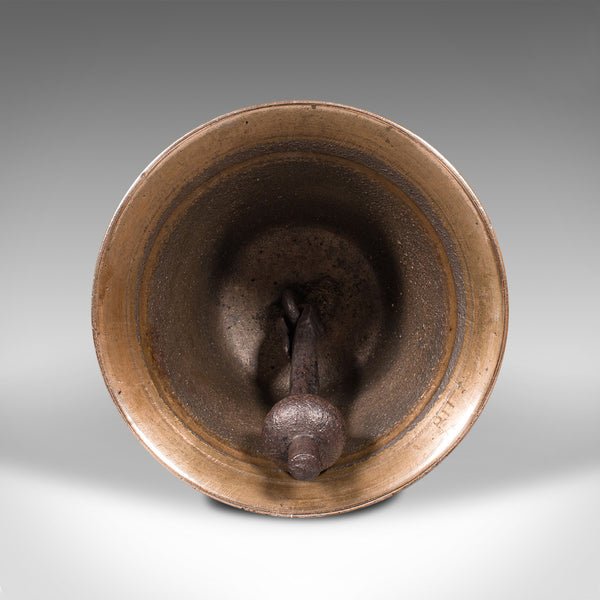 Antique Schoolmaster's Hand Bell, English, Bronze, Walnut, Ringer, Victorian