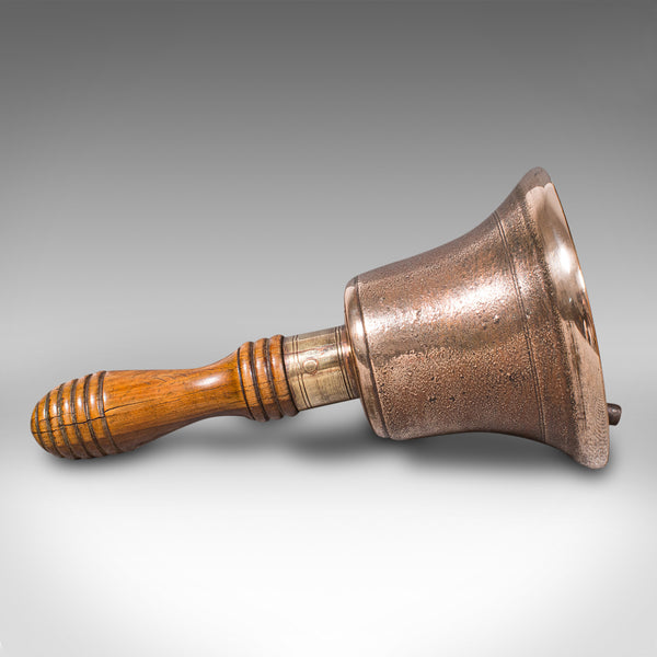 Antique Schoolmaster's Hand Bell, English, Bronze, Walnut, Ringer, Victorian