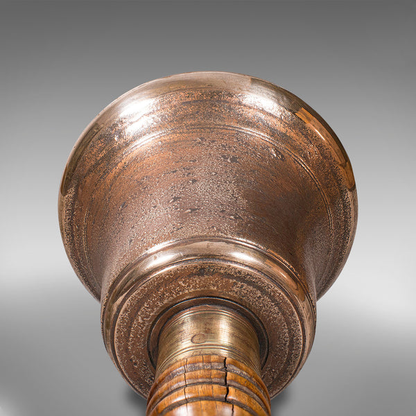 Antique Schoolmaster's Hand Bell, English, Bronze, Walnut, Ringer, Victorian