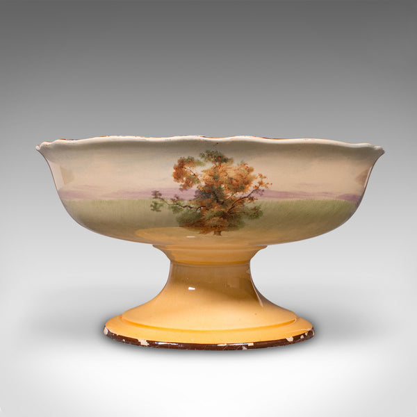 Vintage Decorative Footed Bowl, English, Ceramic, Serving Dish, Fruitbowl, 1930
