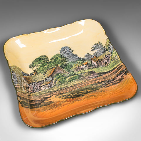 Vintage Decorative Square Dish, English, Ceramic Serving Plate, Early 20th, 1930