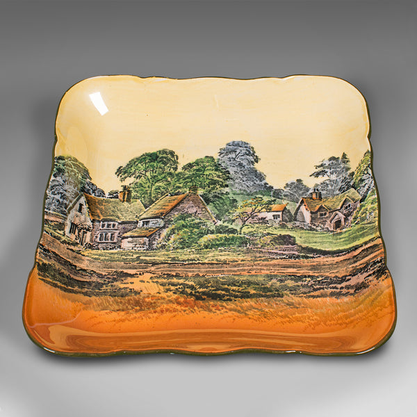 Vintage Decorative Square Dish, English, Ceramic Serving Plate, Early 20th, 1930