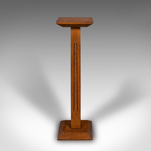 Antique Portrait Bust Stand, English Oak, Jardiniere, Torchere Column, Victorian