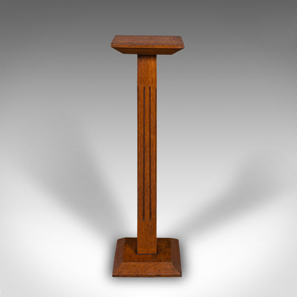 Antique Portrait Bust Stand, English Oak, Jardiniere, Torchere Column, Victorian