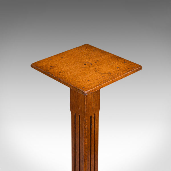 Antique Portrait Bust Stand, English Oak, Jardiniere, Torchere Column, Victorian
