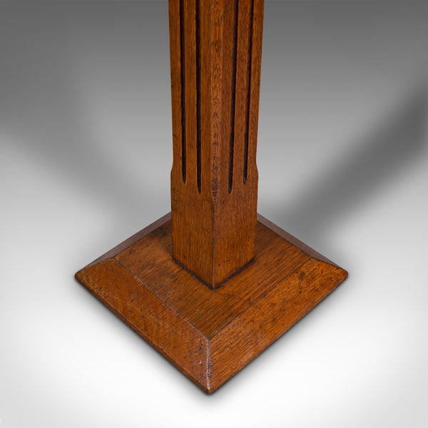 Antique Portrait Bust Stand, English Oak, Jardiniere, Torchere Column, Victorian