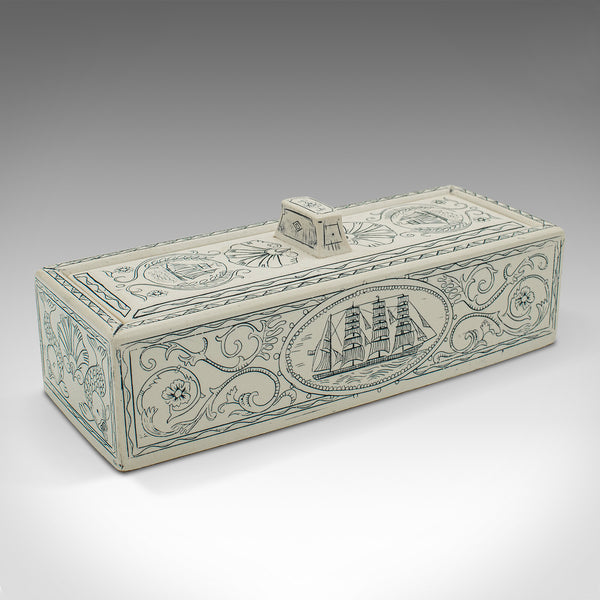 Vintage Dominoes Set, English, Ceramic, Gaming Case, Nautical Taste, Art Deco