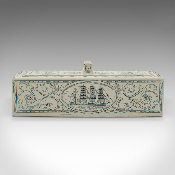 Vintage Dominoes Set, English, Ceramic, Gaming Case, Nautical Taste, Art Deco