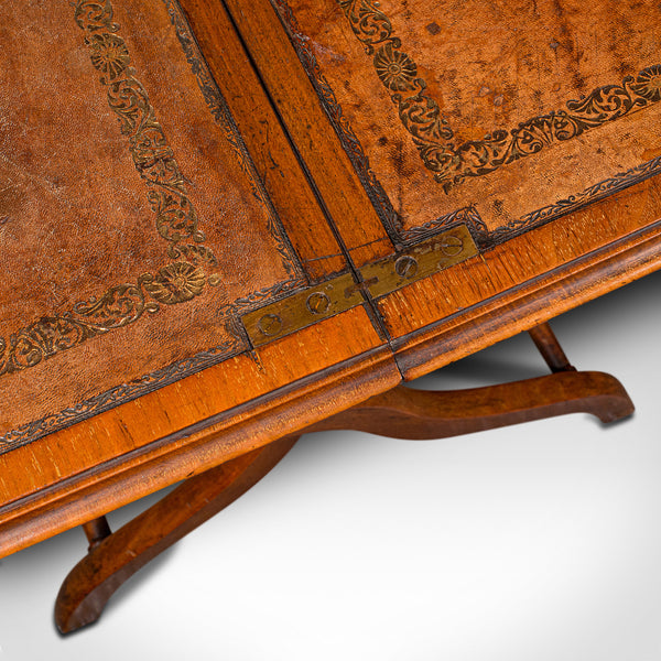 Antique Folding Writing Table, English, Walnut, Side, Serving, Victorian, C.1880